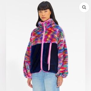 UGG Marlene Sherpa Rainbow Fleece Jacket New With Tags Size Large